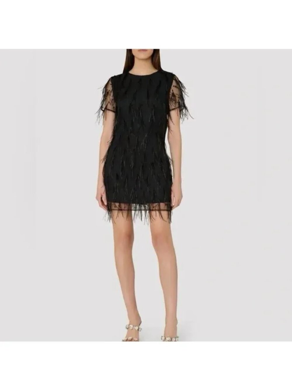 Milly Rana Feather Shift  Mini Cocktail dress, Black, Sz. 4